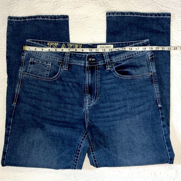 NWOT Men's TK Axel Nantckt Slim Bootcut Denim Jeans Size 36x32 - Picture 9 of 16